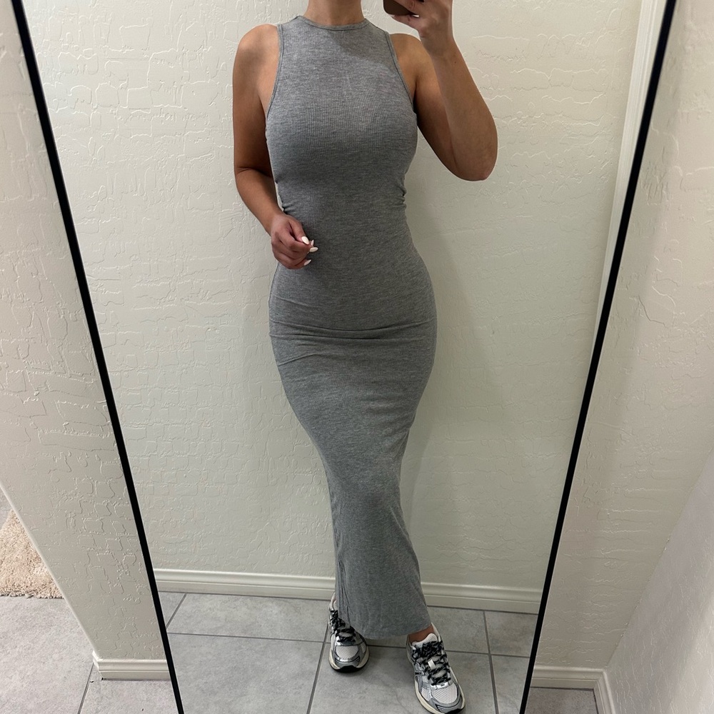 Summer Ribbed Tank Maxi Heather Grey
